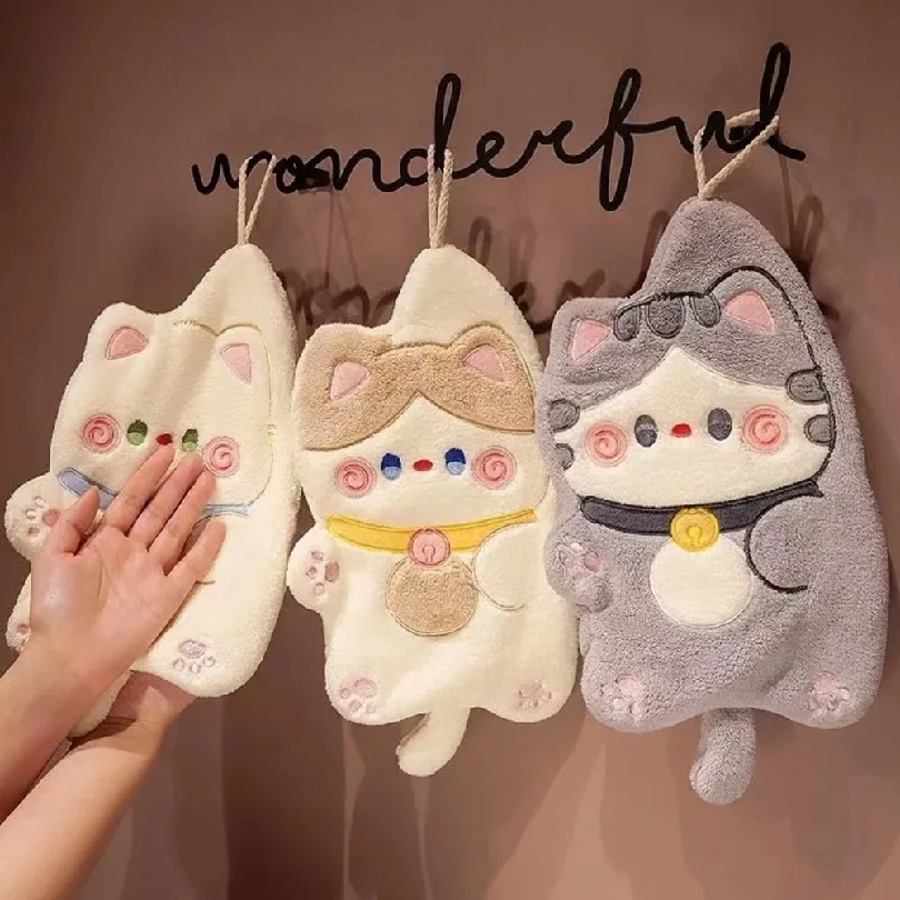 Home Kitchen Bathroom Cleaning - Cute Cat Hand Towel Quick Drying