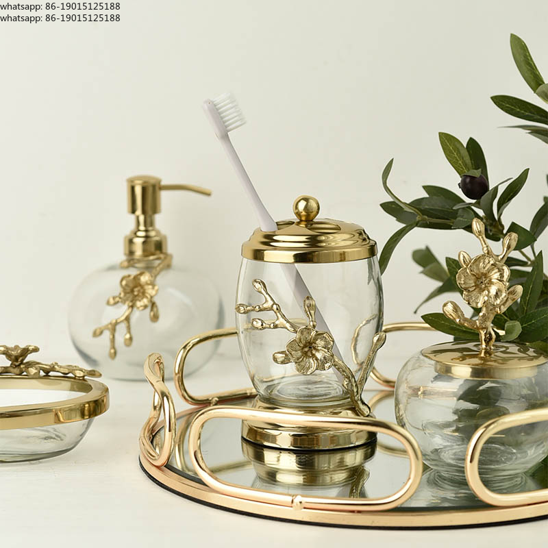 Glass Soap Dish - European Style Gold Brass Glass Bathroom