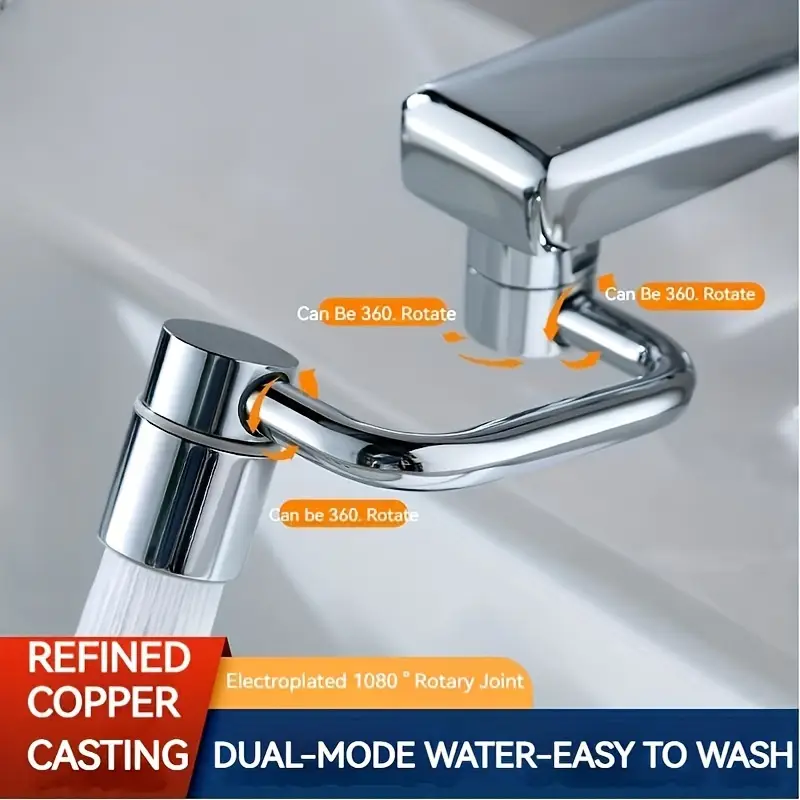 Home Bathroom Taps - 1pc 1080° Swivel Stainless Steel Kitchen