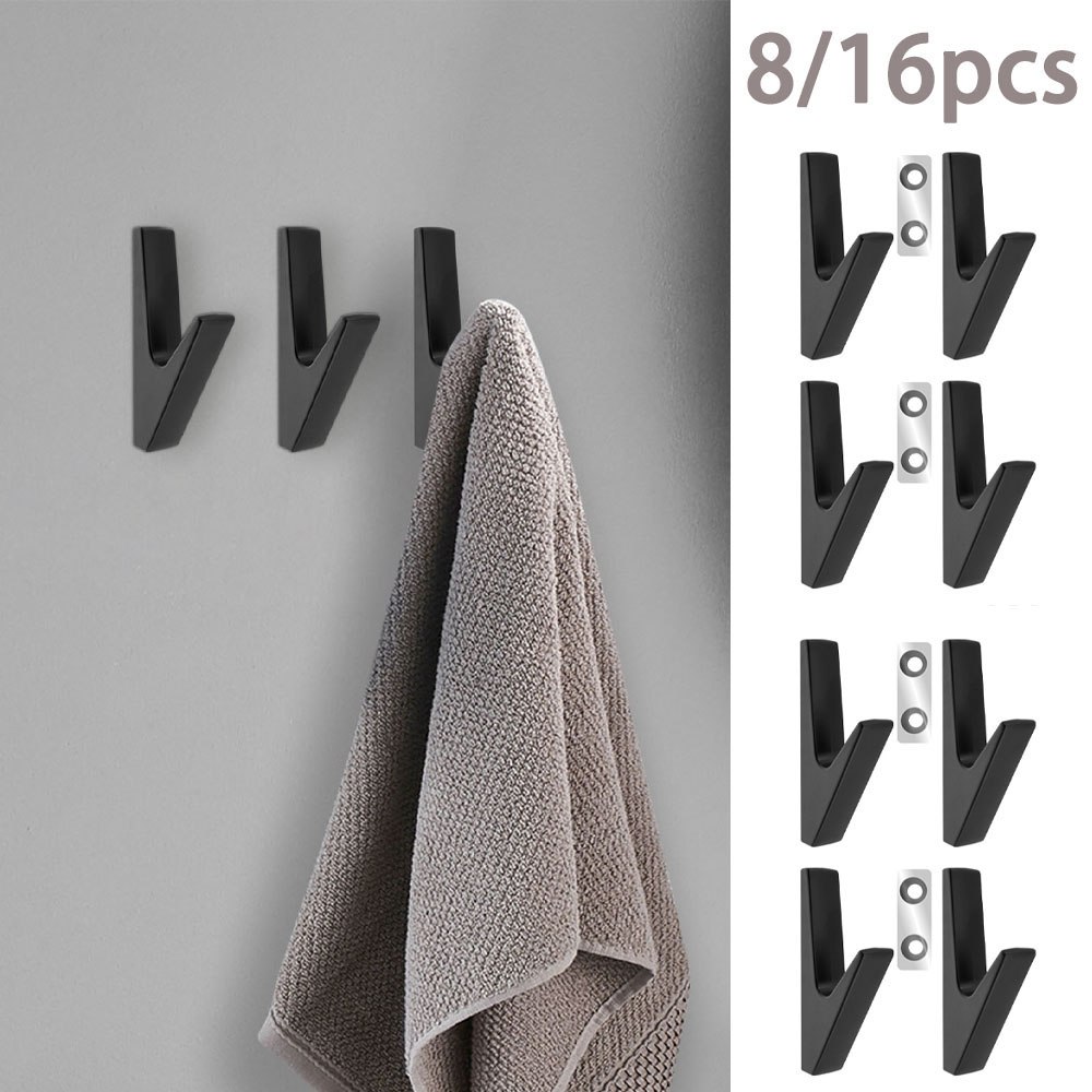 Tiny Home Bathroom Kit - 8/16Pcs Towel Hooks Metal Matte Wall