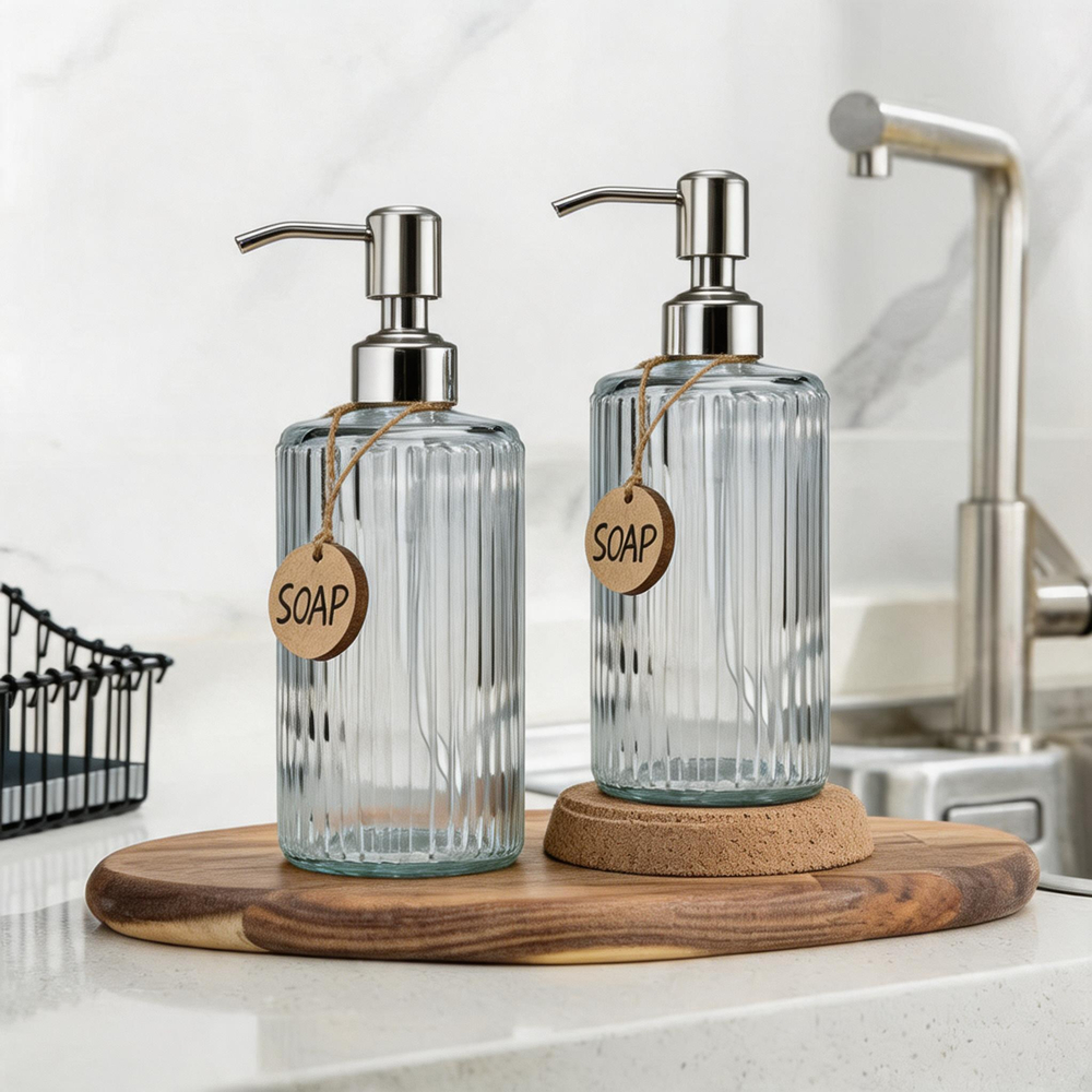 Glass Soap Dish - Glass Soap Dispenser with Rust Proof
