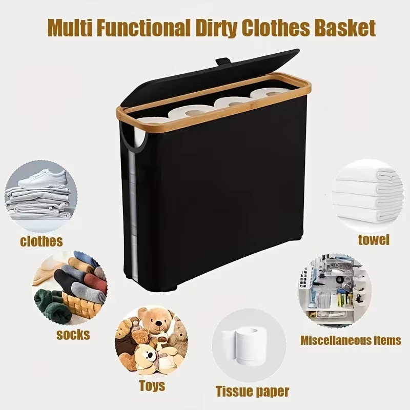 Toilet Paper Holder - 12Rolls Bamboo Toilet Paper Holder With