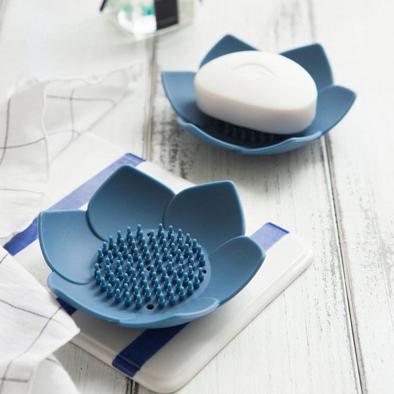 Glass Soap Dish - New Concise Design Silicone Lotus Soap