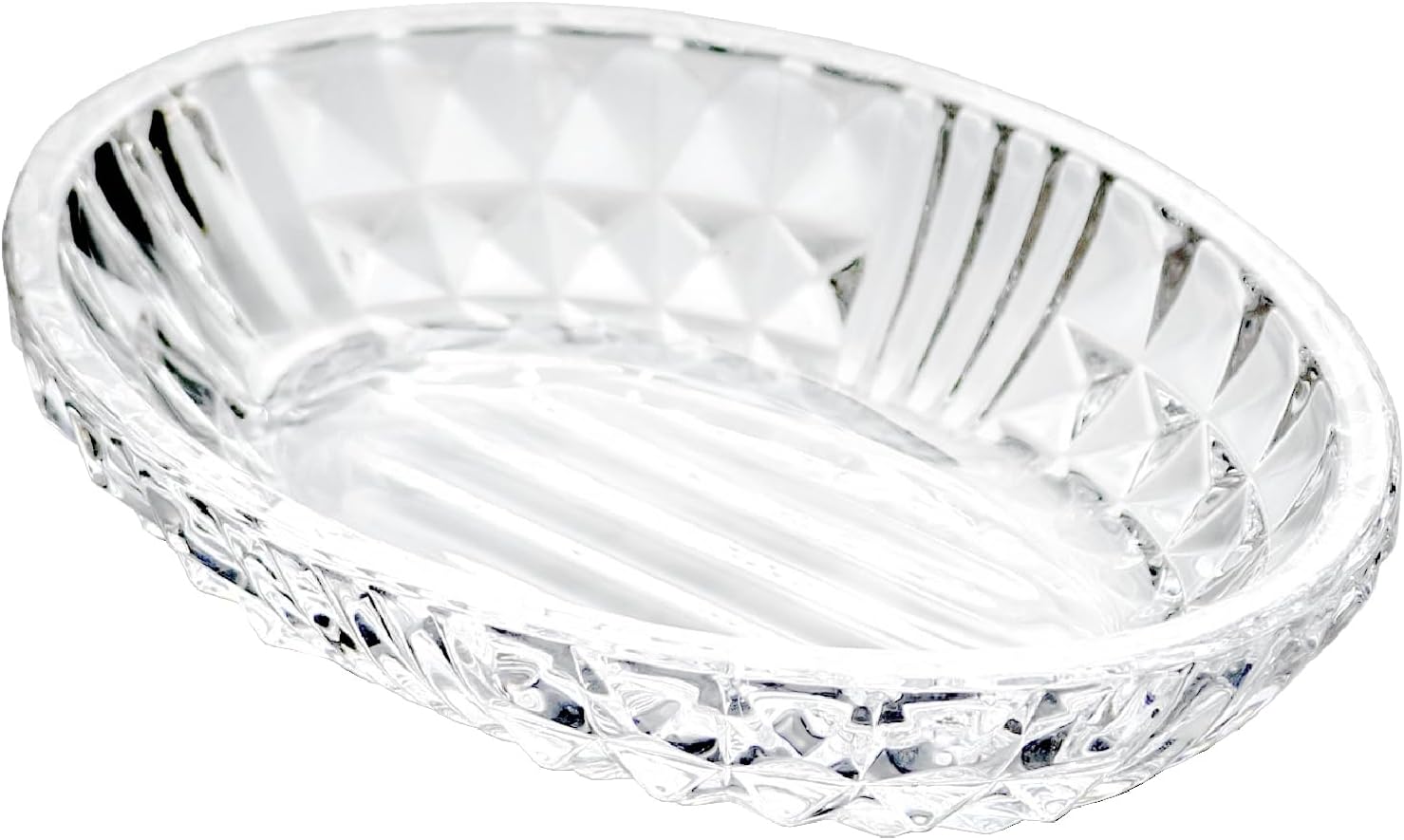 Glass Soap Dish - Oval Clear Glass Soap Dish with