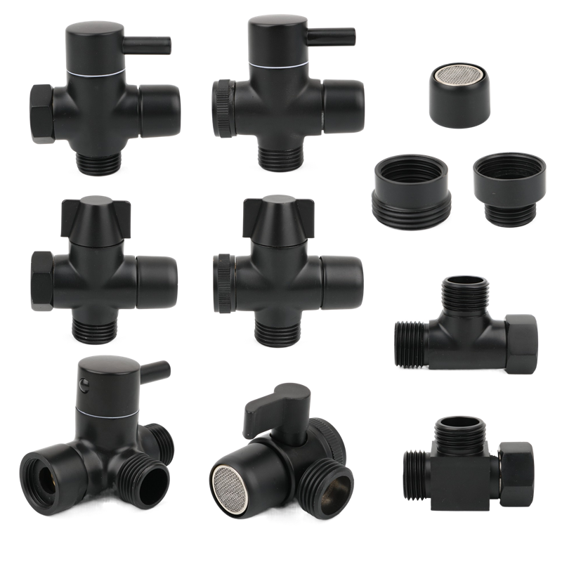 Home Bathroom Taps - Black Brass Shower Arm Adapter G1/2’’
