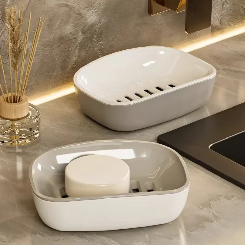 Glass Soap Dish - 1pc Double Layer Drain Soap Box