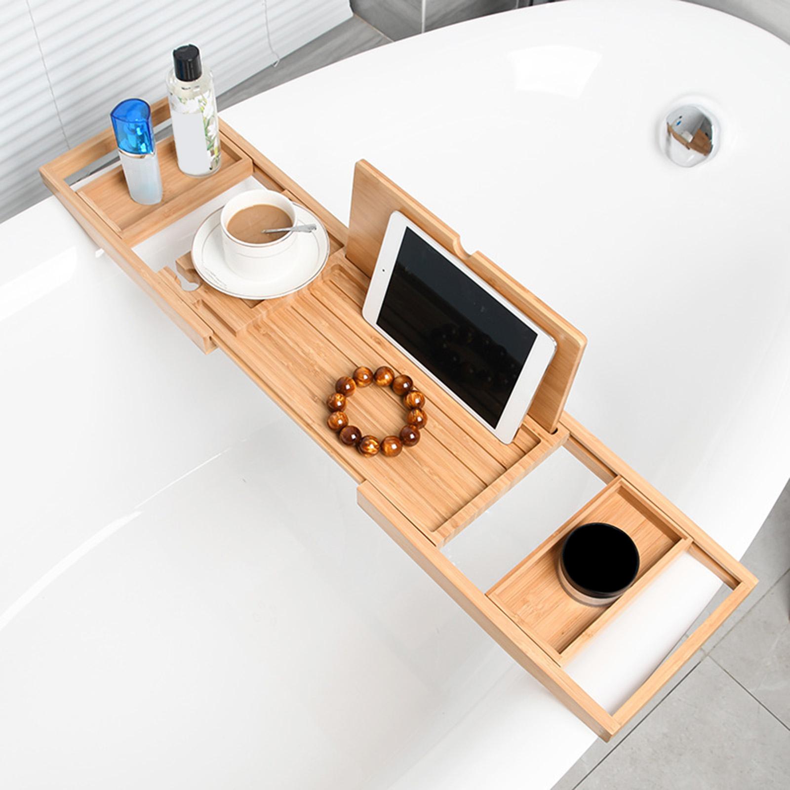 Premium Wooden Bathtub Caddy T - Glass Soap Dish reseña y precio