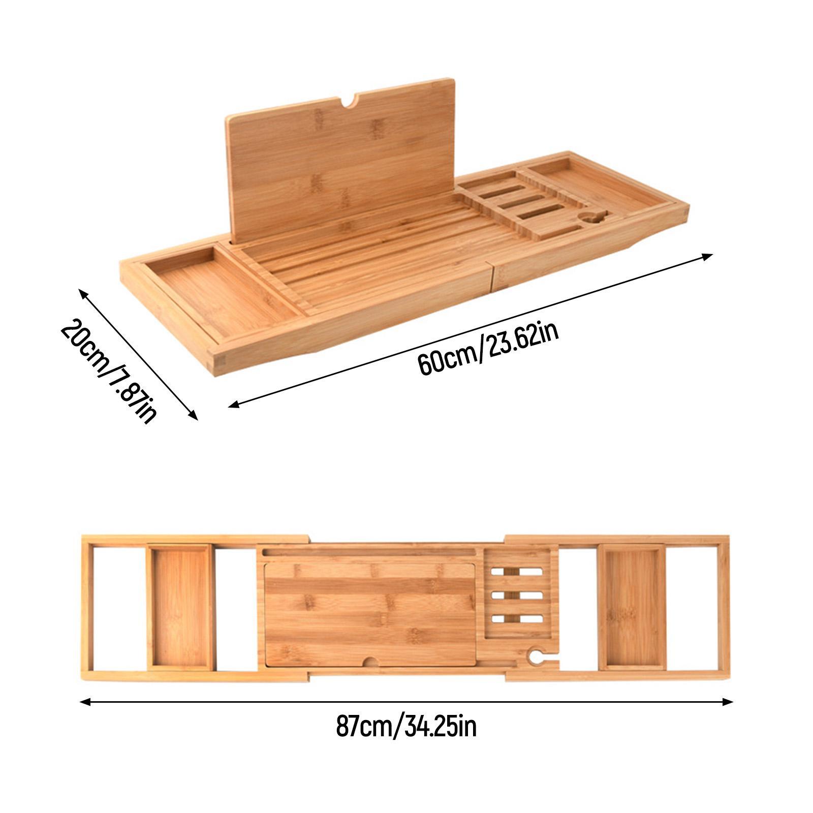 Premium Wooden Bathtub Caddy T - Glass Soap Dish reseña y precio