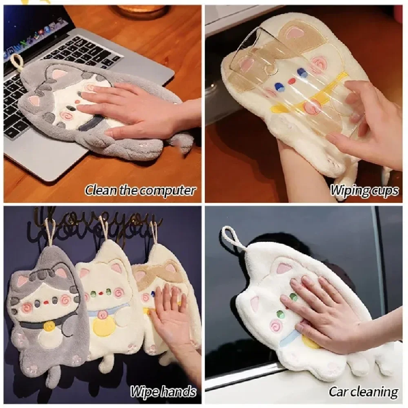 Cute Cat Hand Towel Quick Dryi - Home Kitchen Bathroom Cleaning reseña y precio