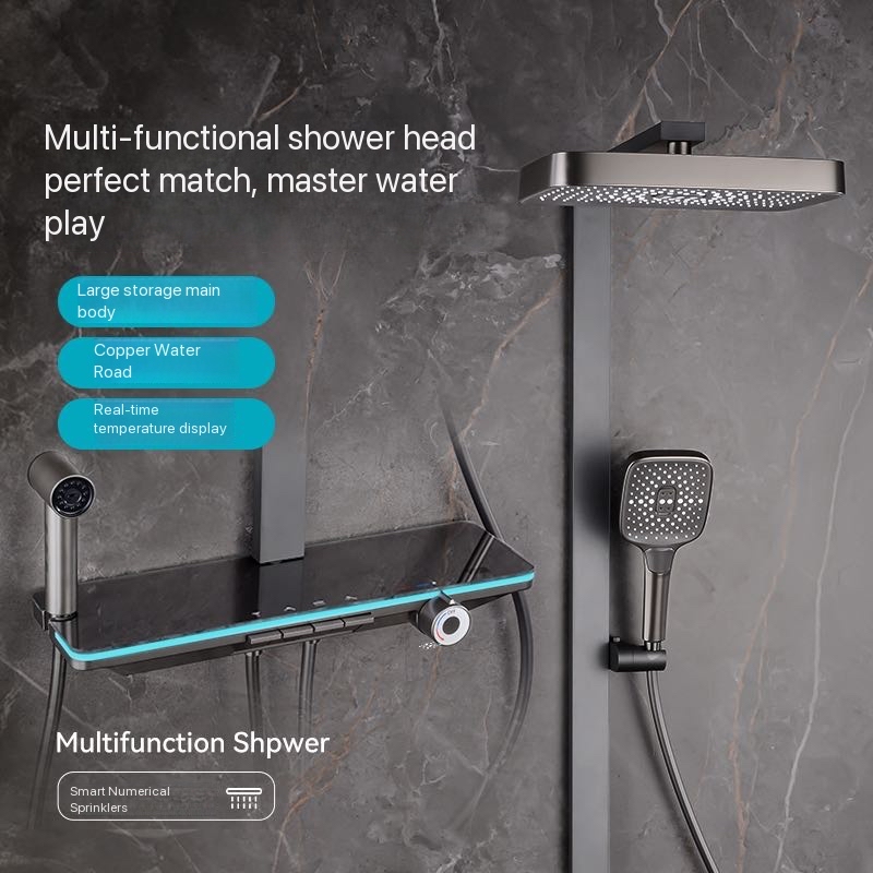 Gray Piano Button Ambient Ligh - Shower Head Rain reseña y precio