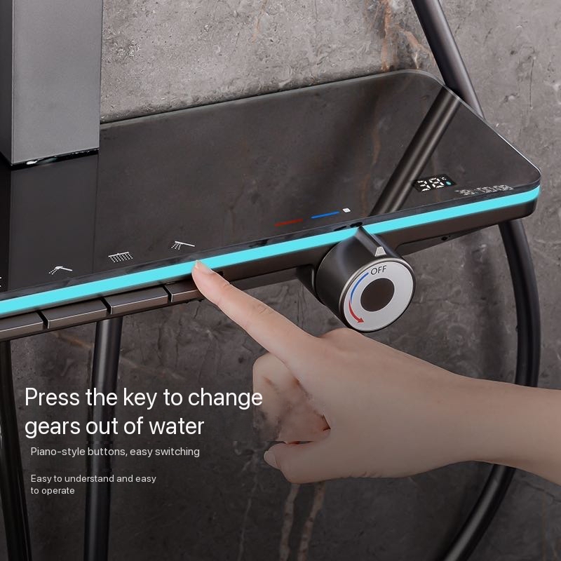 Gray Piano Button Ambient Ligh - Shower Head Rain reseña y precio