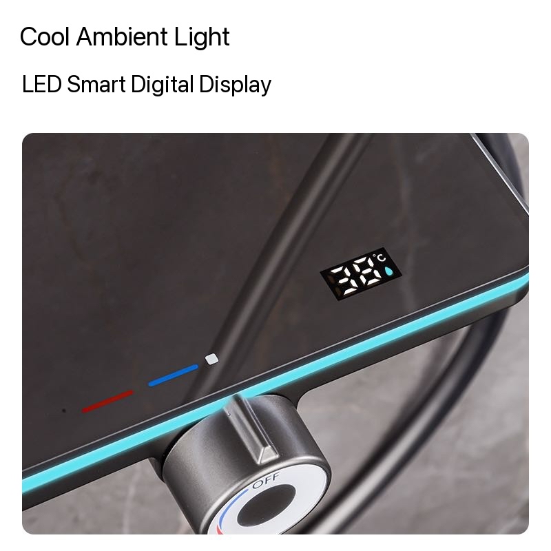 Gray Piano Button Ambient Ligh - Shower Head Rain reseña y precio