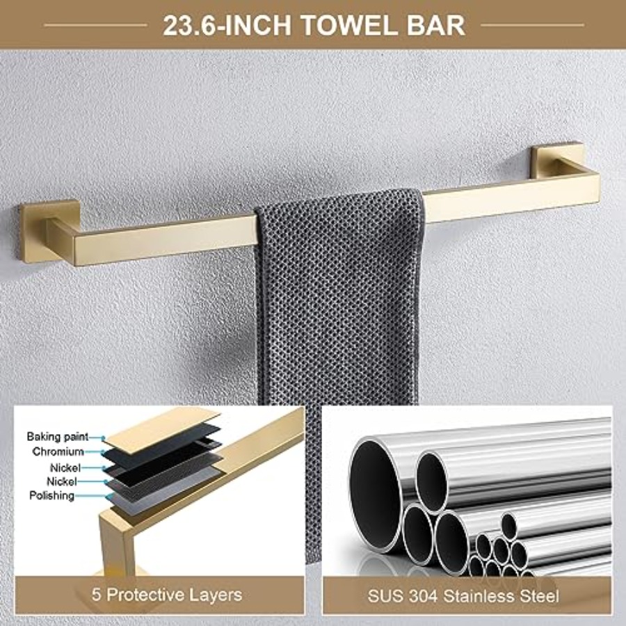 6-Piece Bathroom Towel Bar Set - Toilet Paper Holder reseña y precio