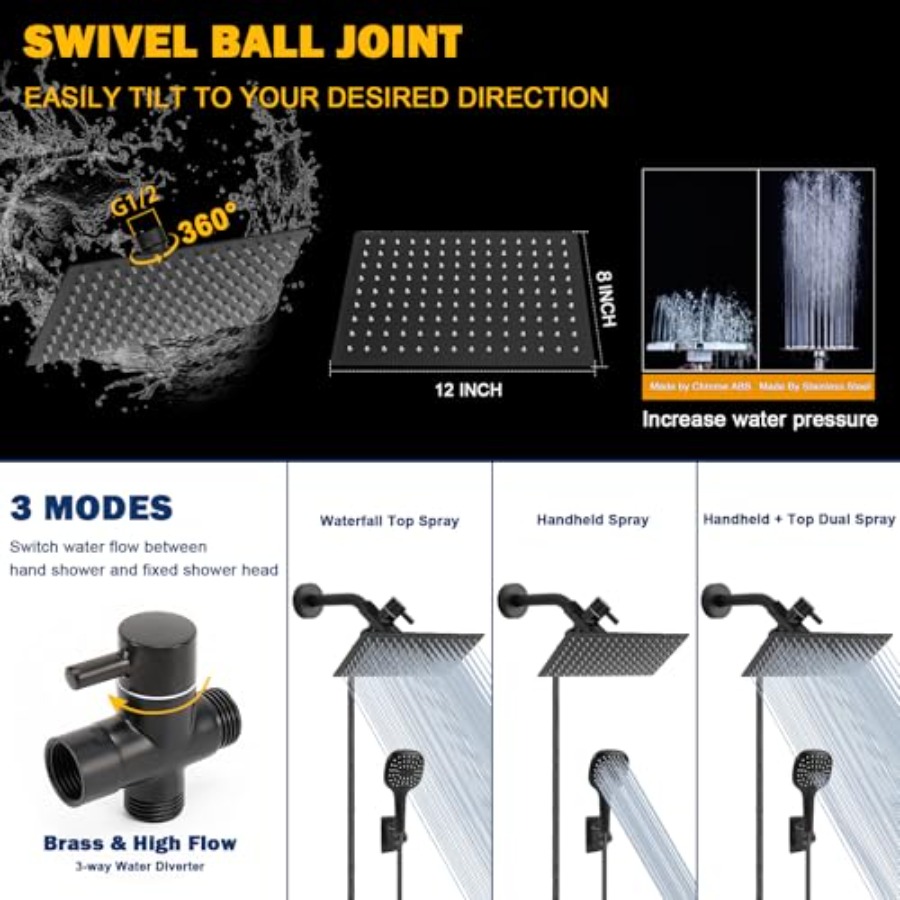 Shower Head with Hose, High Pr - Shower Head Rain reseña y precio