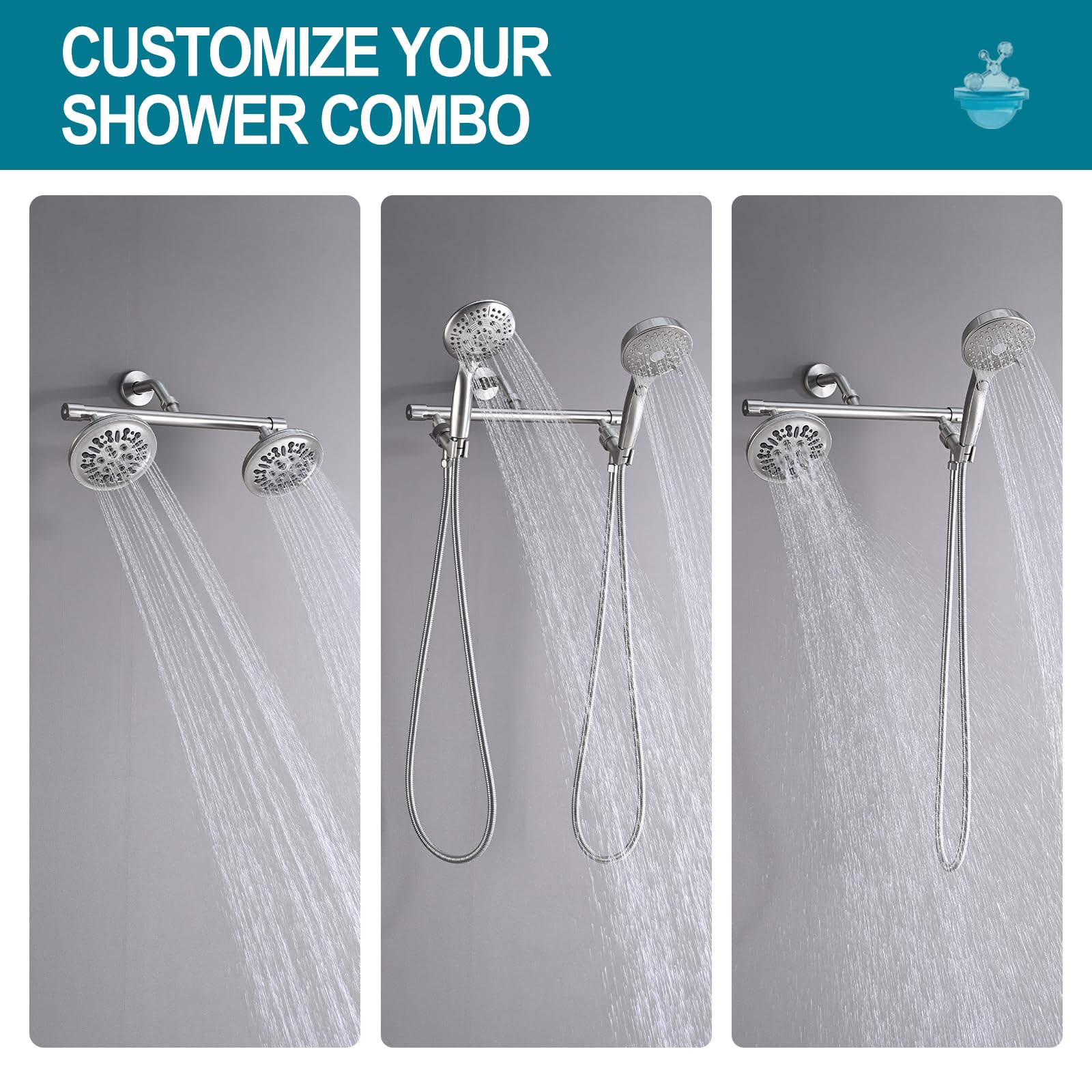 Dual Shower Head Adapter With  - Shower Head Rain reseña y precio