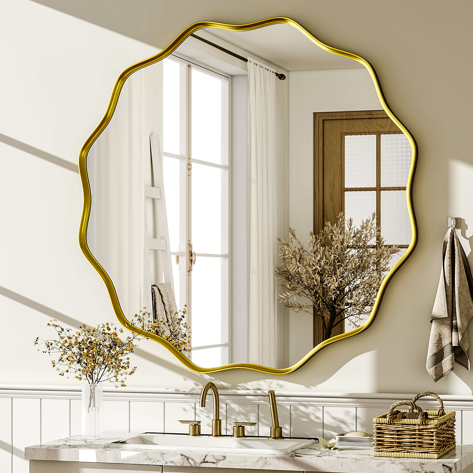 Wavy Round Bathroom Mirror Dec - Bathroom Cabinet Mirror reseña y precio