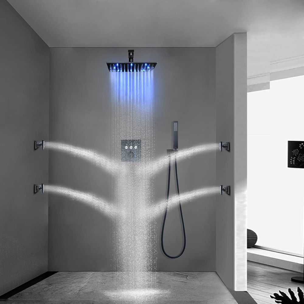 Matte Black LED Rain Shower He - Shower Head Rain reseña y precio
