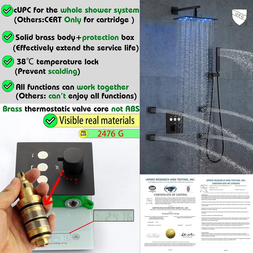 Matte Black LED Rain Shower He - Shower Head Rain reseña y precio
