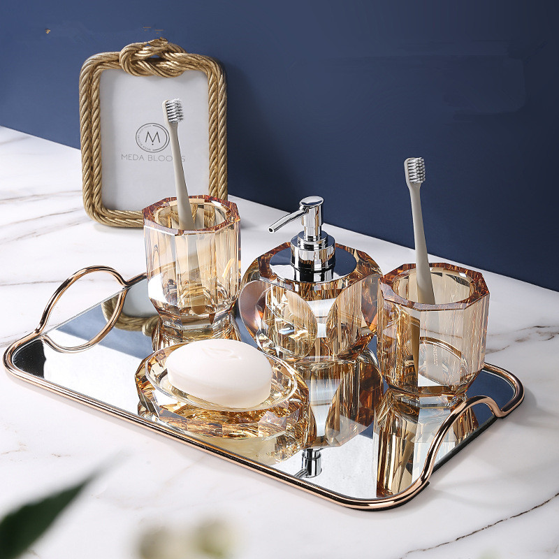 Bathroom Set Crystal Glass Liq - Glass Soap Dish reseña y precio