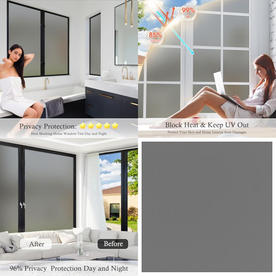 Window Privacy Film Frosted Gl - Home Bathroom Window Tint reseña y precio