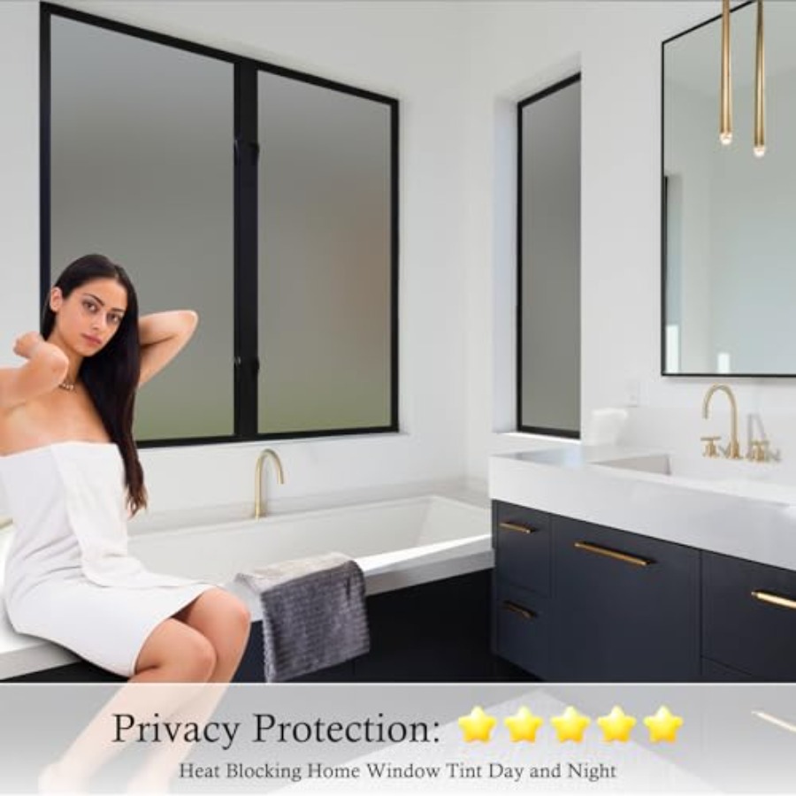 Window Privacy Film Frosted Gl - Home Bathroom Window Tint reseña y precio