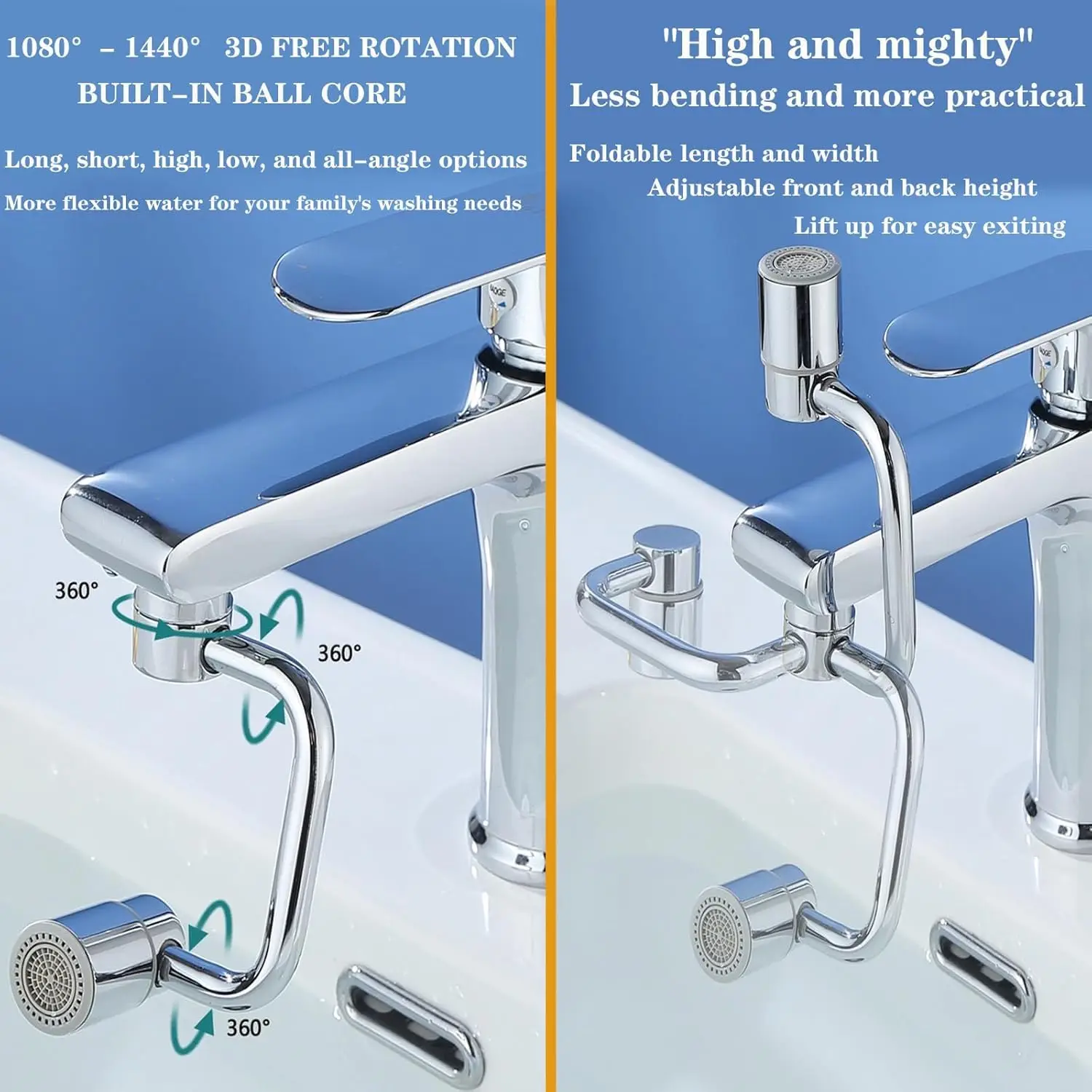 2/1Pcs 1080 Degree Swivel Stai - Home Bathroom Taps reseña y precio