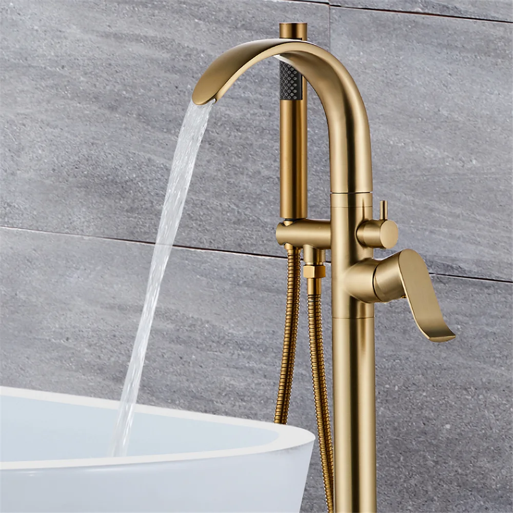 Black Bathtub Faucet Set Floor - Home Bathroom Taps reseña y precio