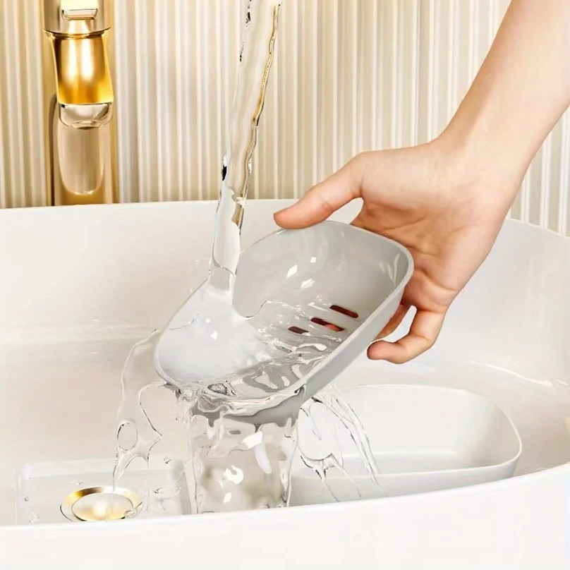 1pc Double Layer Drain Soap Bo - Glass Soap Dish reseña y precio