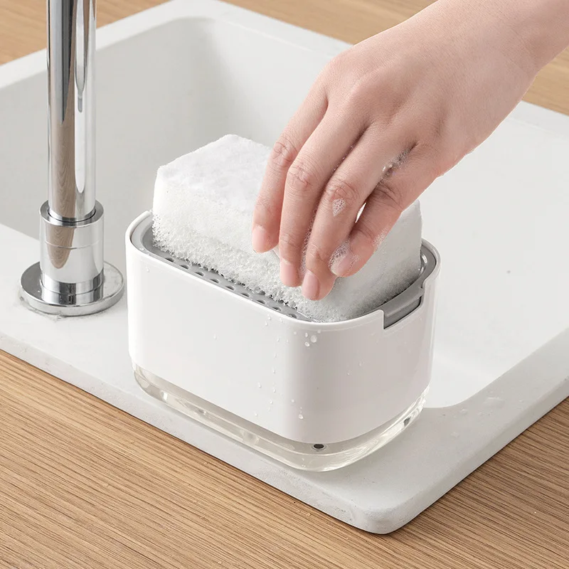 Soap Dispenser With Sponge Hol - Home Kitchen Bathroom Cleaning reseña y precio