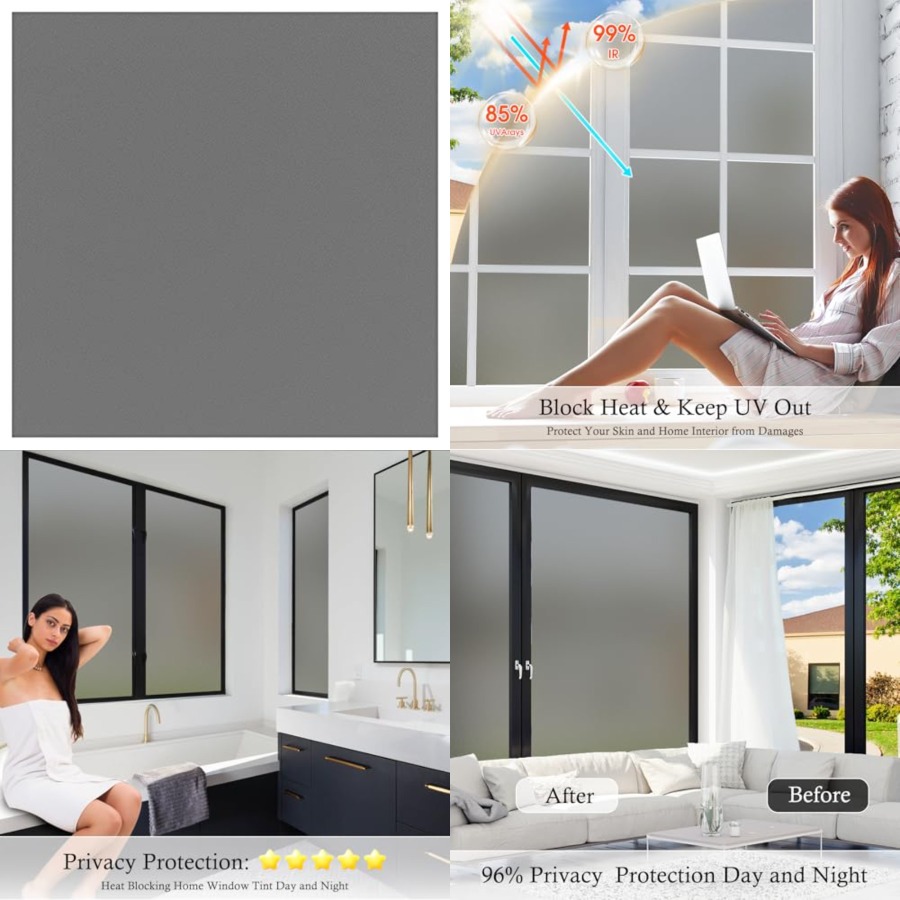 Window Privacy Film Frosted Gl - Home Bathroom Window Tint reseña y precio