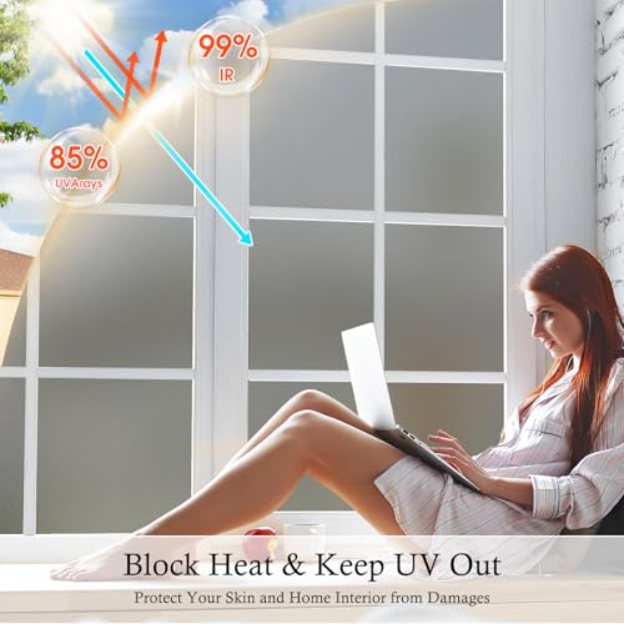 Window Privacy Film Frosted Gl - Home Bathroom Window Tint reseña y precio