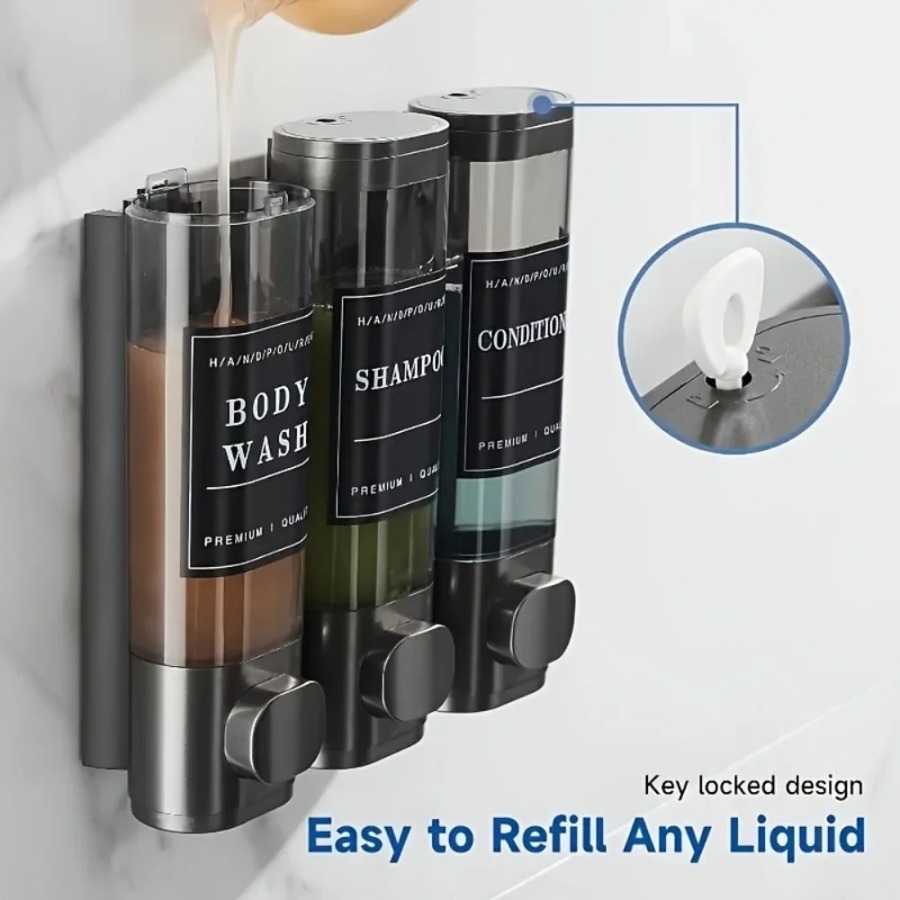 Wall Mounted Triple Shampoo Co - Home Bathroom Wall Soap Dispenser reseña y precio