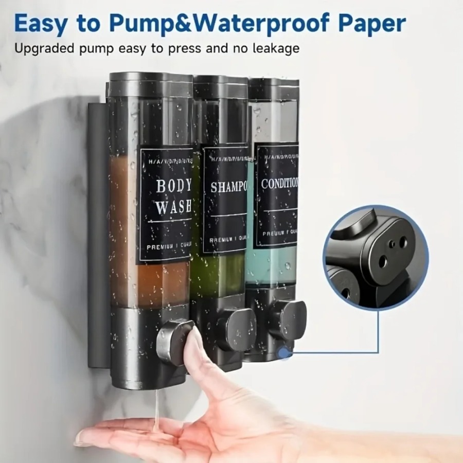 Wall Mounted Triple Shampoo Co - Home Bathroom Wall Soap Dispenser reseña y precio