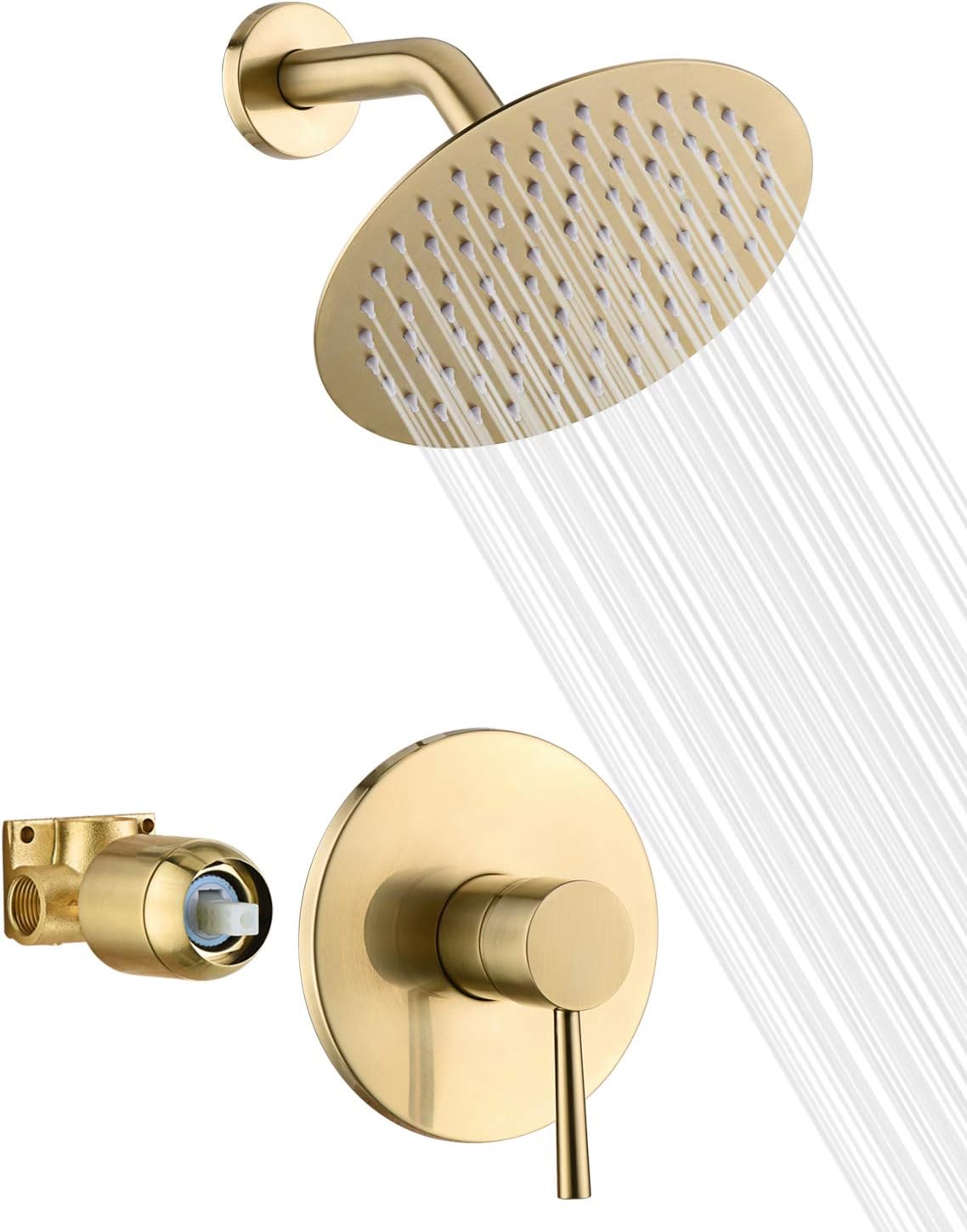 Brushed Gold Shower Faucet Set - Shower Head Rain reseña y precio