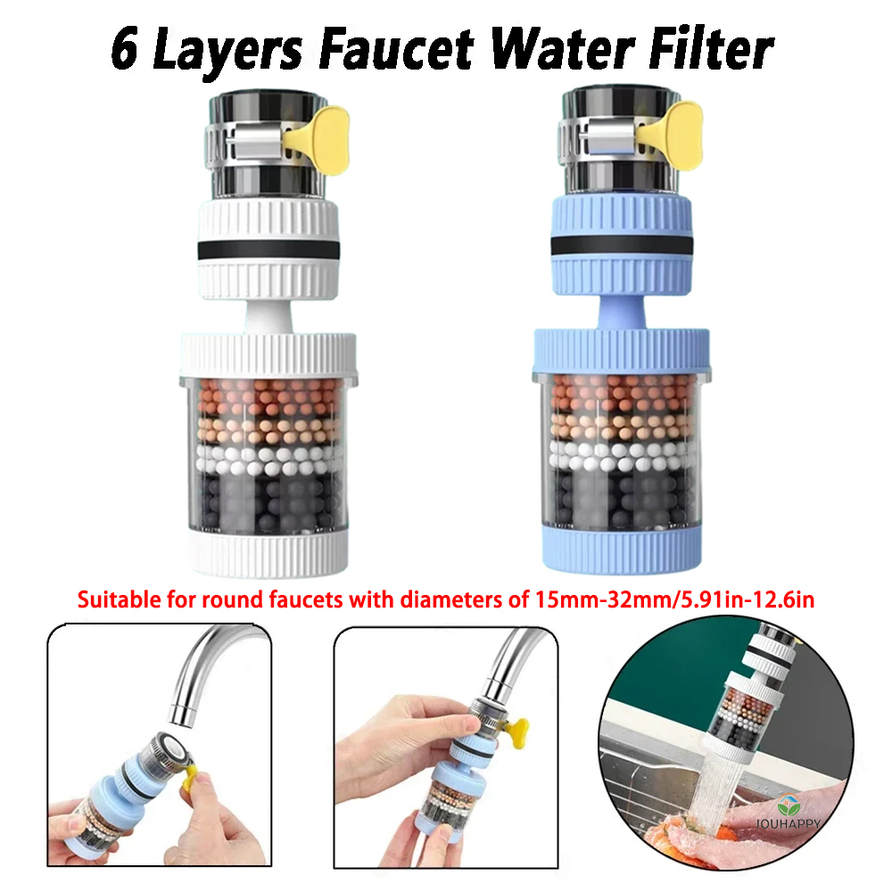 6 Layers Faucet Water Filter U - Shower Head Rain reseña y precio